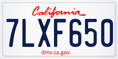 CA license plate 7LXF650
