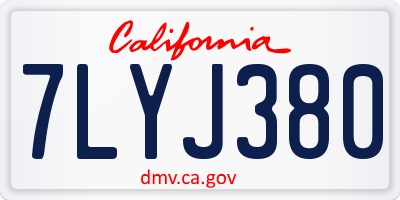 CA license plate 7LYJ380