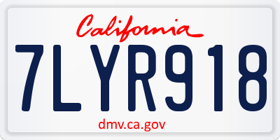CA license plate 7LYR918