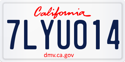 CA license plate 7LYU014