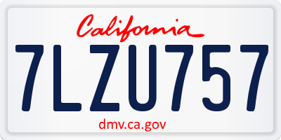 CA license plate 7LZU757