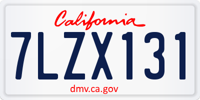 CA license plate 7LZX131