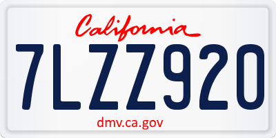 CA license plate 7LZZ920