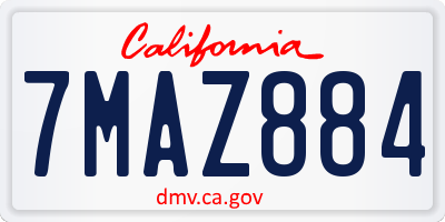 CA license plate 7MAZ884