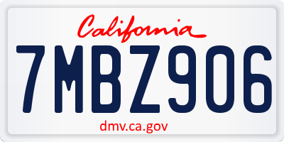 CA license plate 7MBZ906