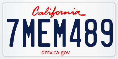CA license plate 7MEM489
