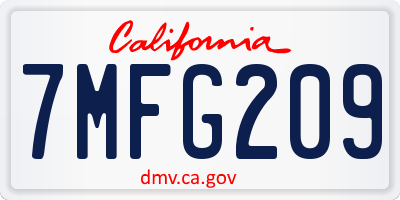 CA license plate 7MFG209
