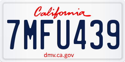 CA license plate 7MFU439