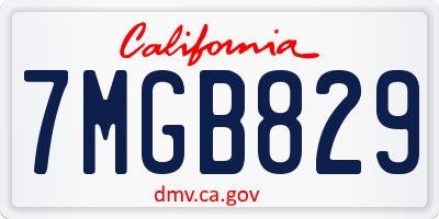 CA license plate 7MGB829