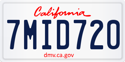 CA license plate 7MID720