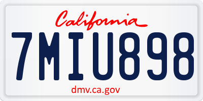 CA license plate 7MIU898