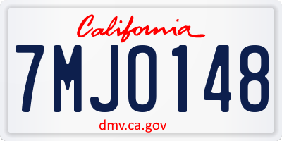 CA license plate 7MJO148