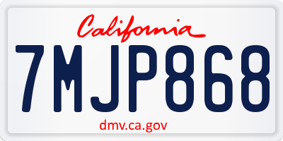 CA license plate 7MJP868