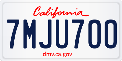 CA license plate 7MJU700