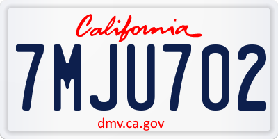 CA license plate 7MJU702