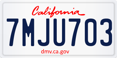 CA license plate 7MJU703