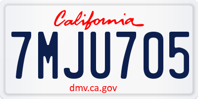 CA license plate 7MJU705
