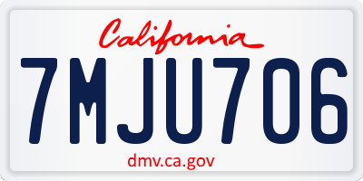 CA license plate 7MJU706