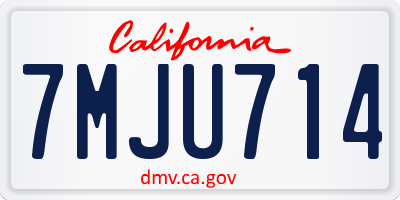 CA license plate 7MJU714