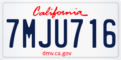 CA license plate 7MJU716