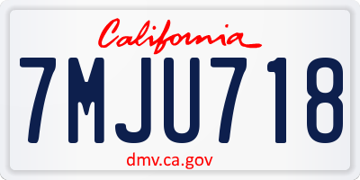 CA license plate 7MJU718