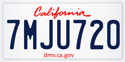 CA license plate 7MJU720