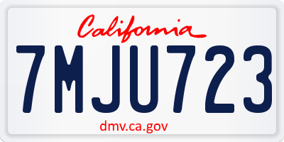 CA license plate 7MJU723