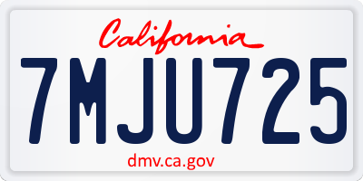 CA license plate 7MJU725
