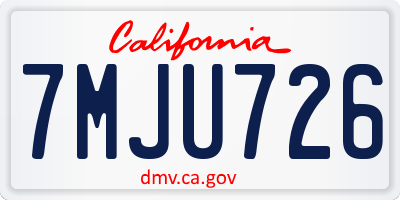 CA license plate 7MJU726