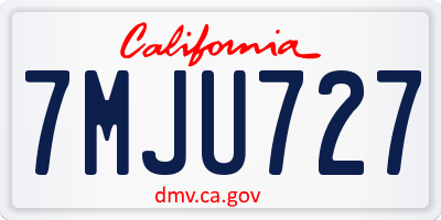 CA license plate 7MJU727