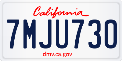 CA license plate 7MJU730
