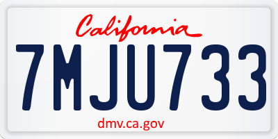 CA license plate 7MJU733