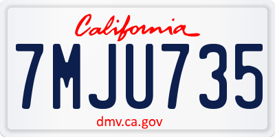 CA license plate 7MJU735