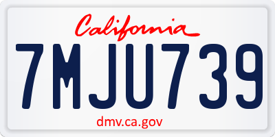 CA license plate 7MJU739