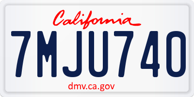 CA license plate 7MJU740