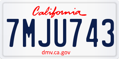 CA license plate 7MJU743