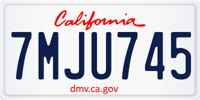 CA license plate 7MJU745