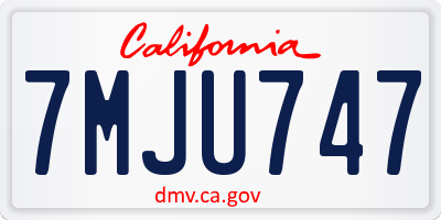 CA license plate 7MJU747