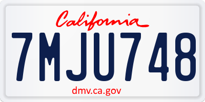 CA license plate 7MJU748