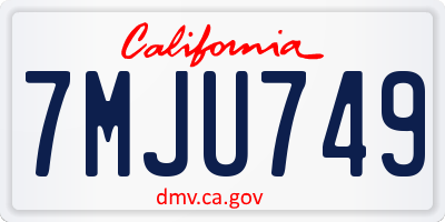 CA license plate 7MJU749