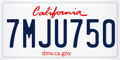 CA license plate 7MJU750