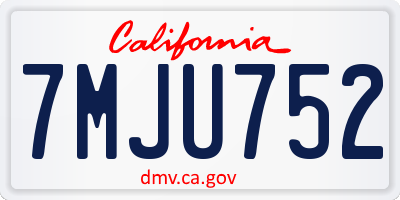 CA license plate 7MJU752