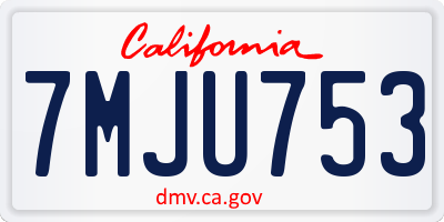 CA license plate 7MJU753