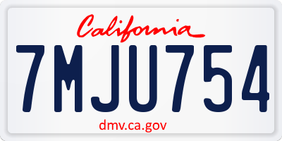 CA license plate 7MJU754