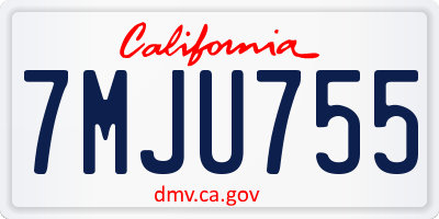 CA license plate 7MJU755