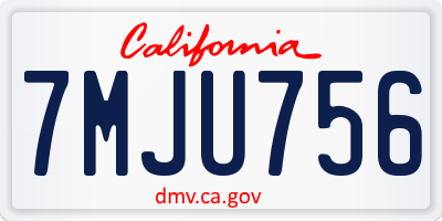 CA license plate 7MJU756