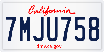 CA license plate 7MJU758