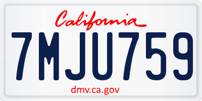 CA license plate 7MJU759