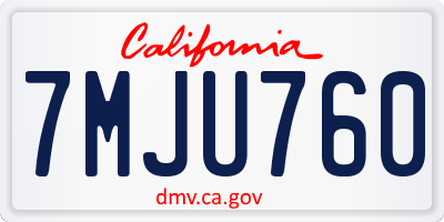 CA license plate 7MJU760