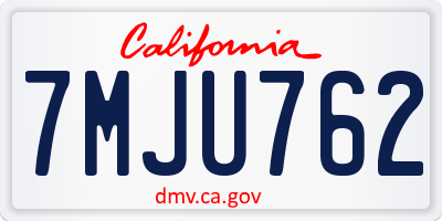 CA license plate 7MJU762